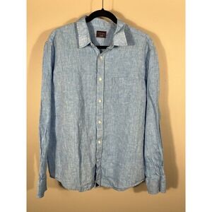 Untuckit Shirt Mens 2XL XXL Blue 100% Linen Button Long Sleeve Easter
